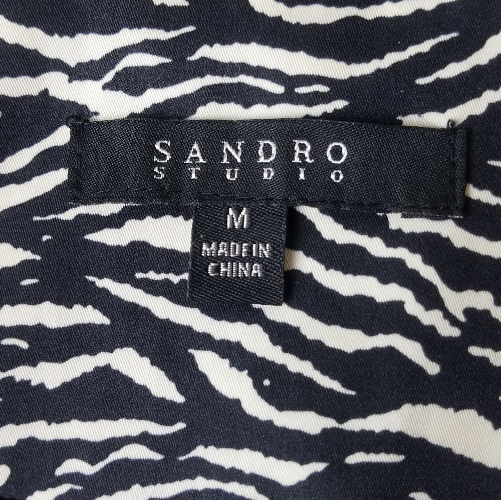 Sandro Zebra Stripe Blazer Peplum Back Sz M - Picture 4 of 5